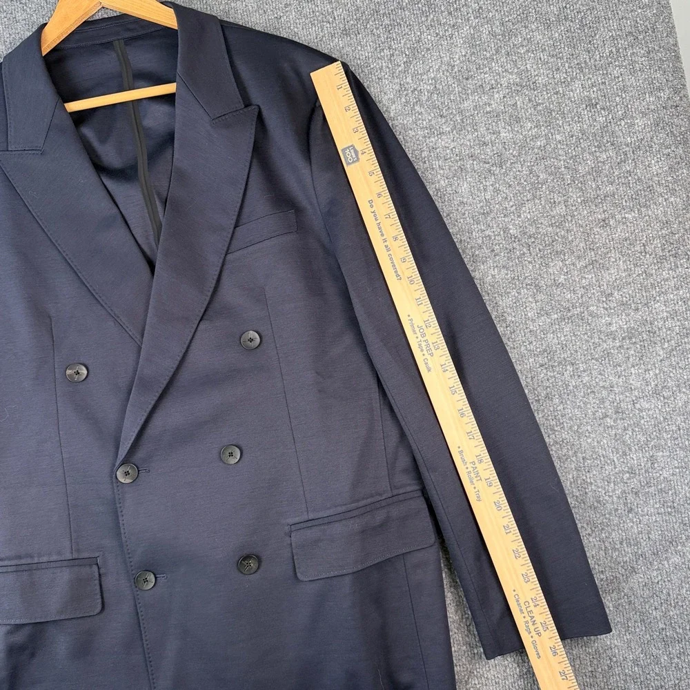 xSuit Blazer Mens 46R FITS 44R Blue Double Breasted Stretch Jacket Tailored Fit